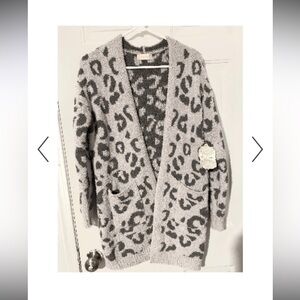 Altar'd State Gray Animal Print Cardigan